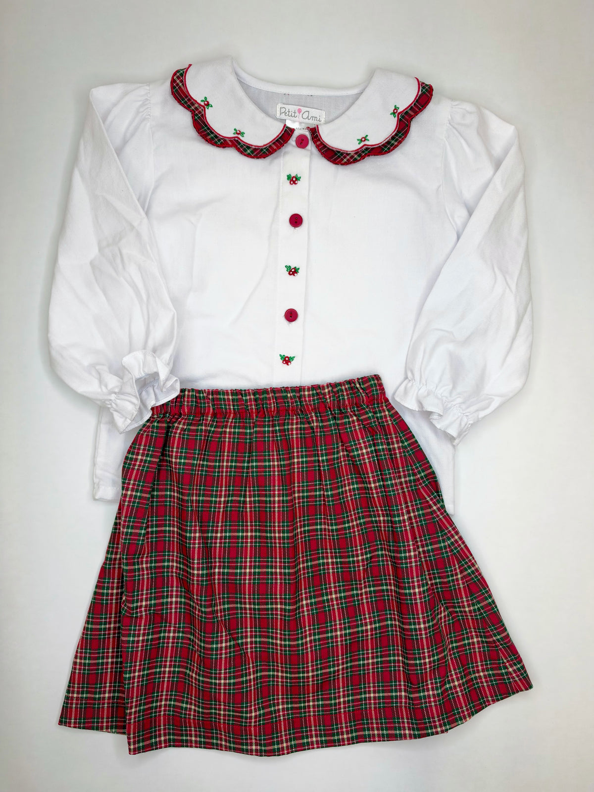 Christmas Embroidered Toddler Skirt Set