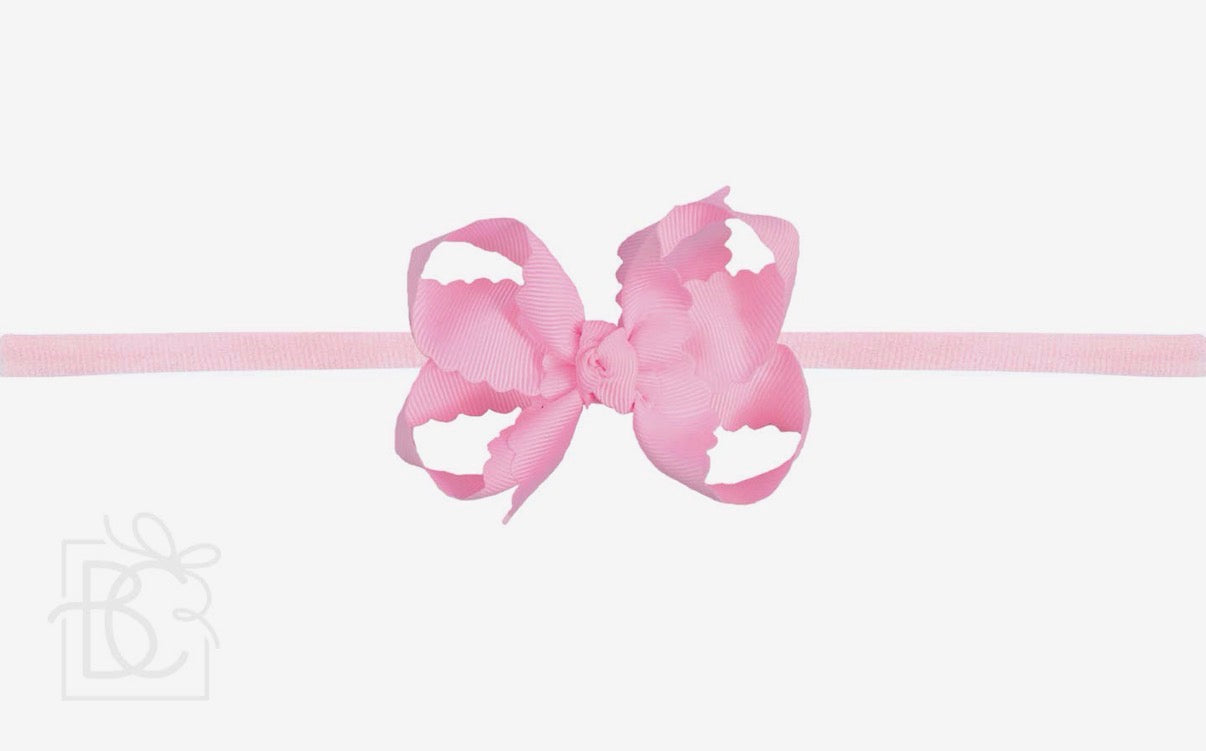 Pink Scalloped Bow Headband