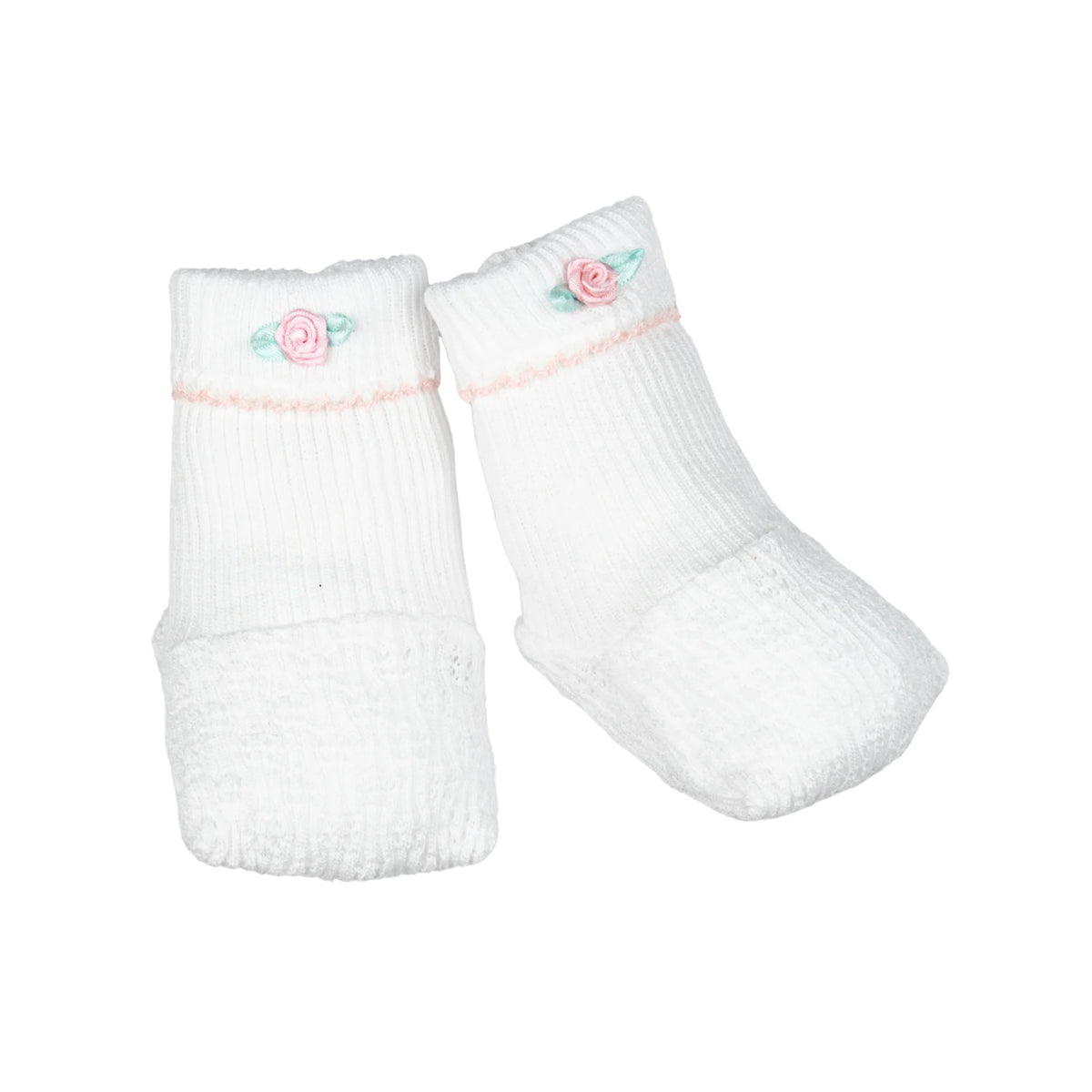 Booties With Pink Rosettes