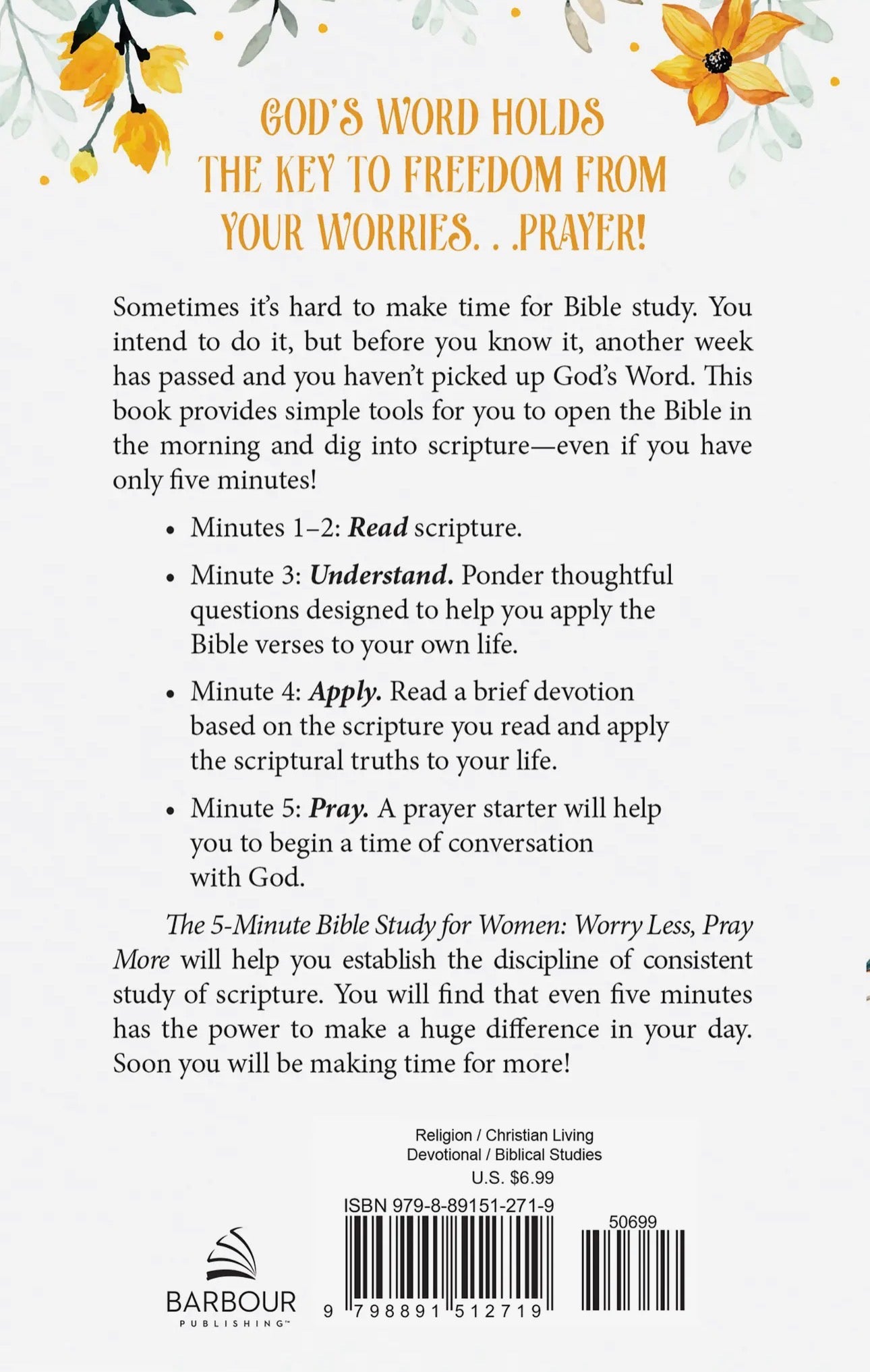The 5-Minute Bible Study For Women: Worry Less, Pray More