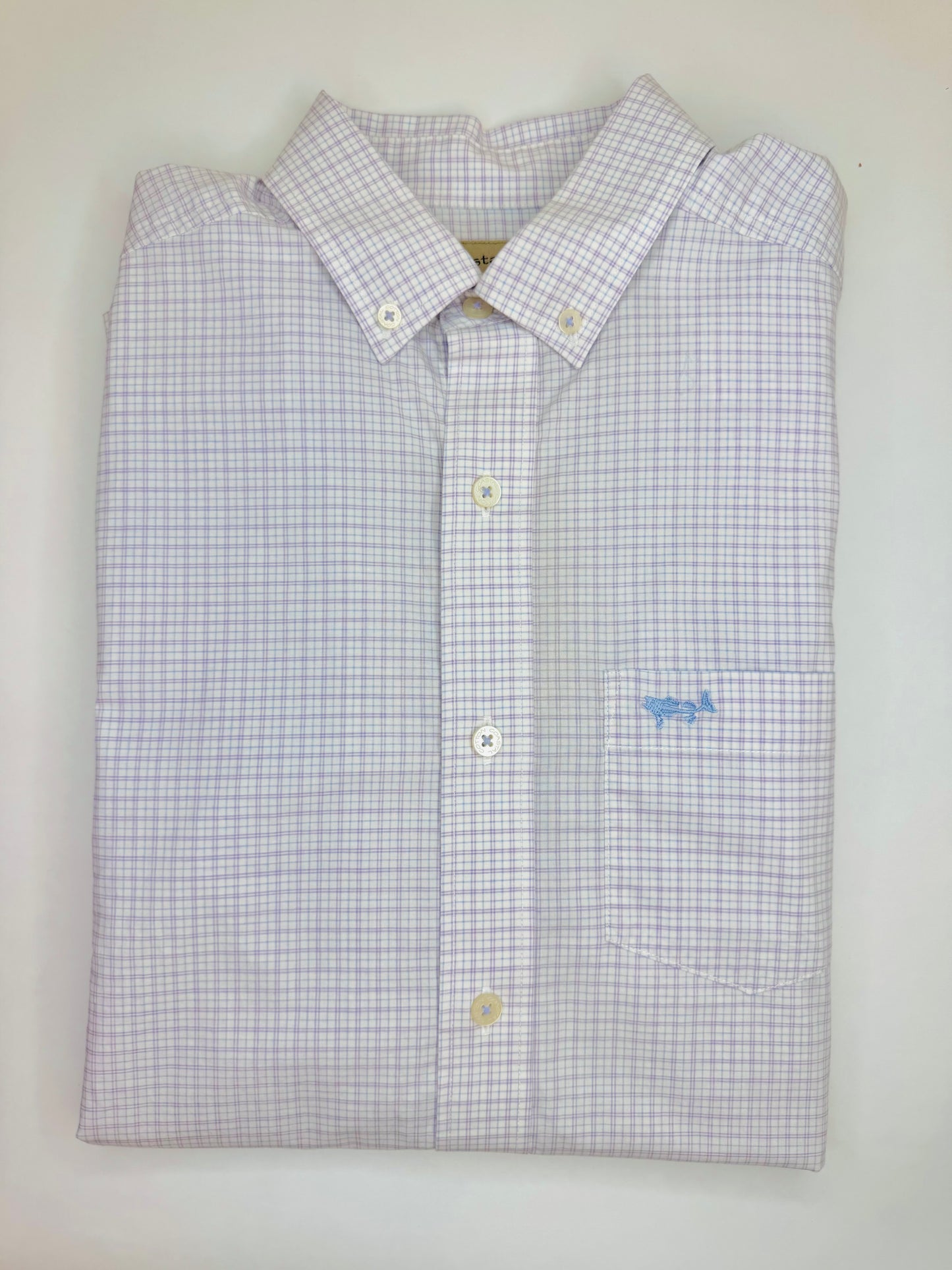 Purple White Check Button Down