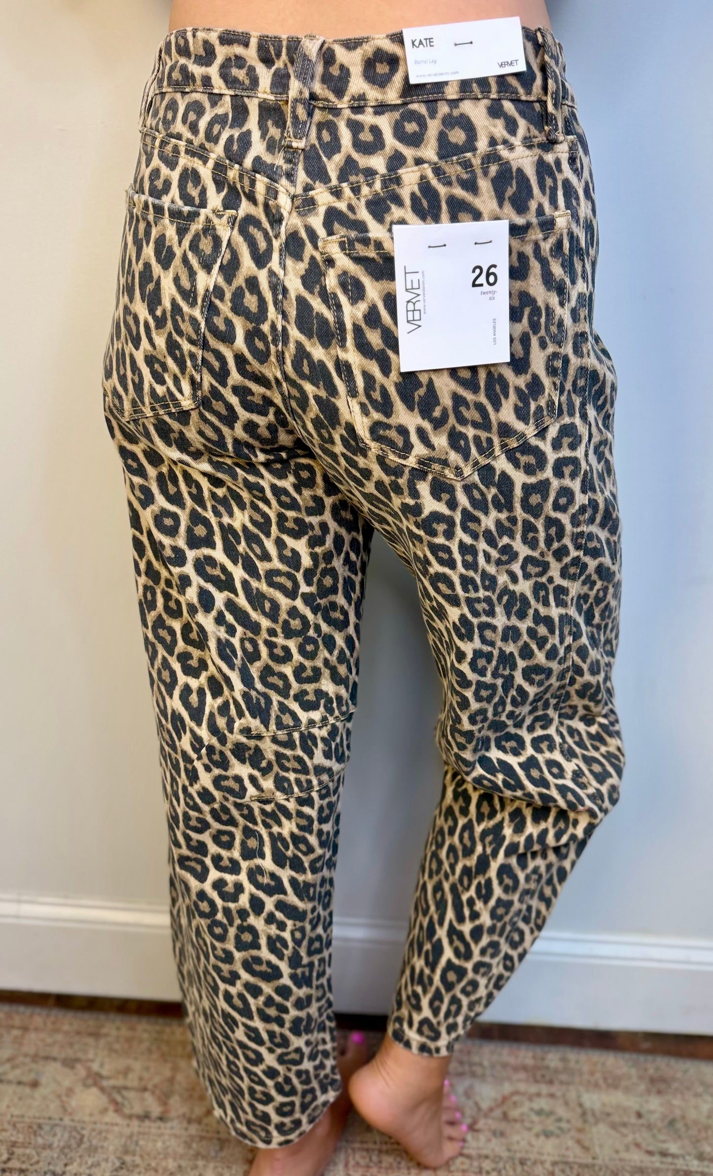 Kate High-Rise Barrel Jean Leopard Print