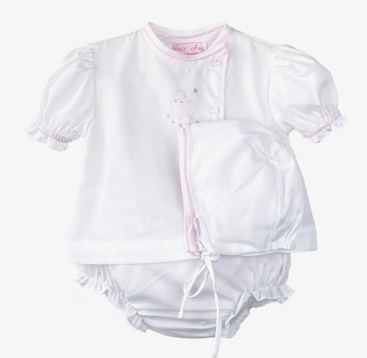 Shadow Stitch Lamb Diaper Set