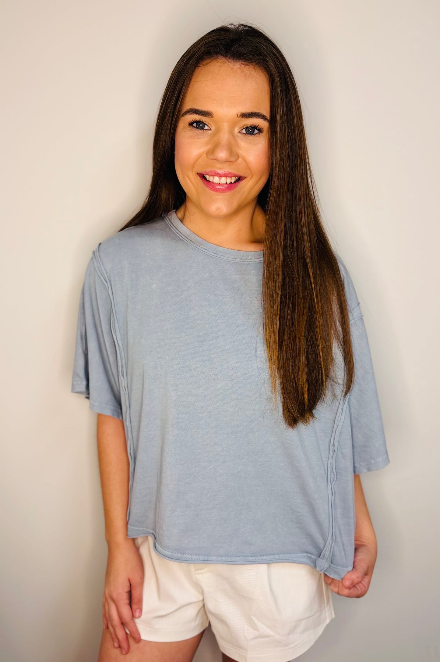 Keep It Casual Top - Sky Blue