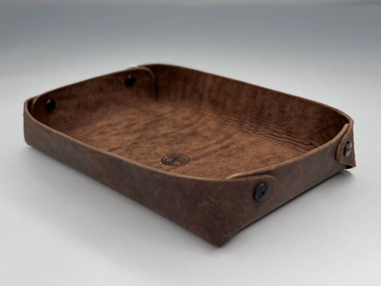 Italian Leather Valet Tray - Dark Brown