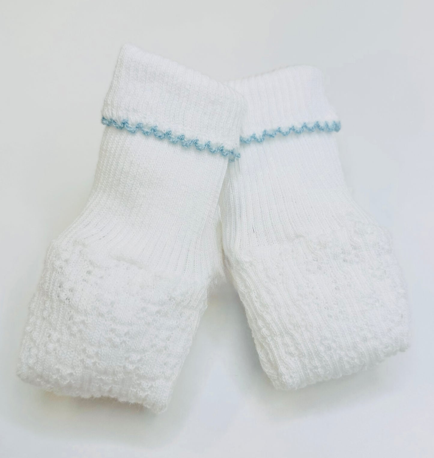 Blue Trim Knit Booties