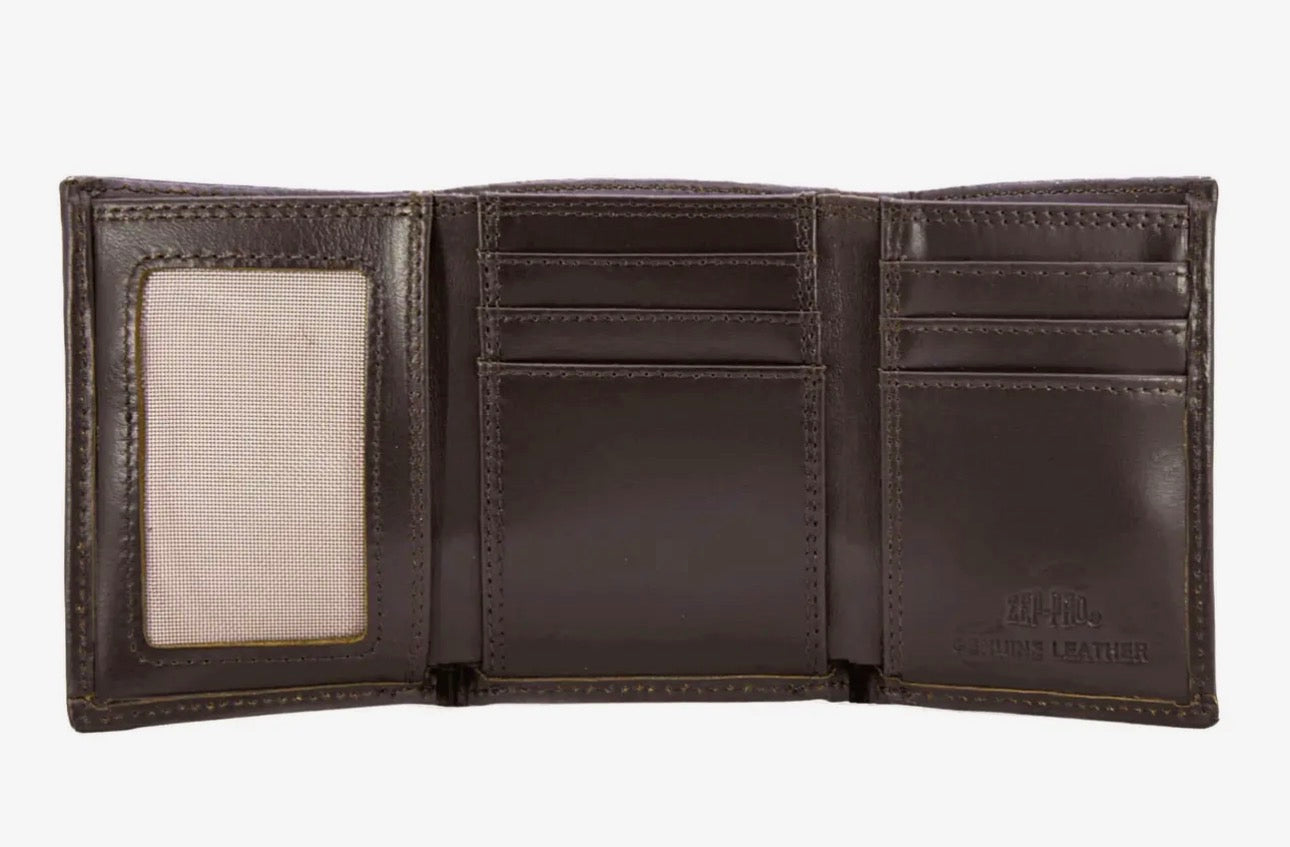 Zep-Pro Leather Trifold Wallet - Buck/Old School Camo