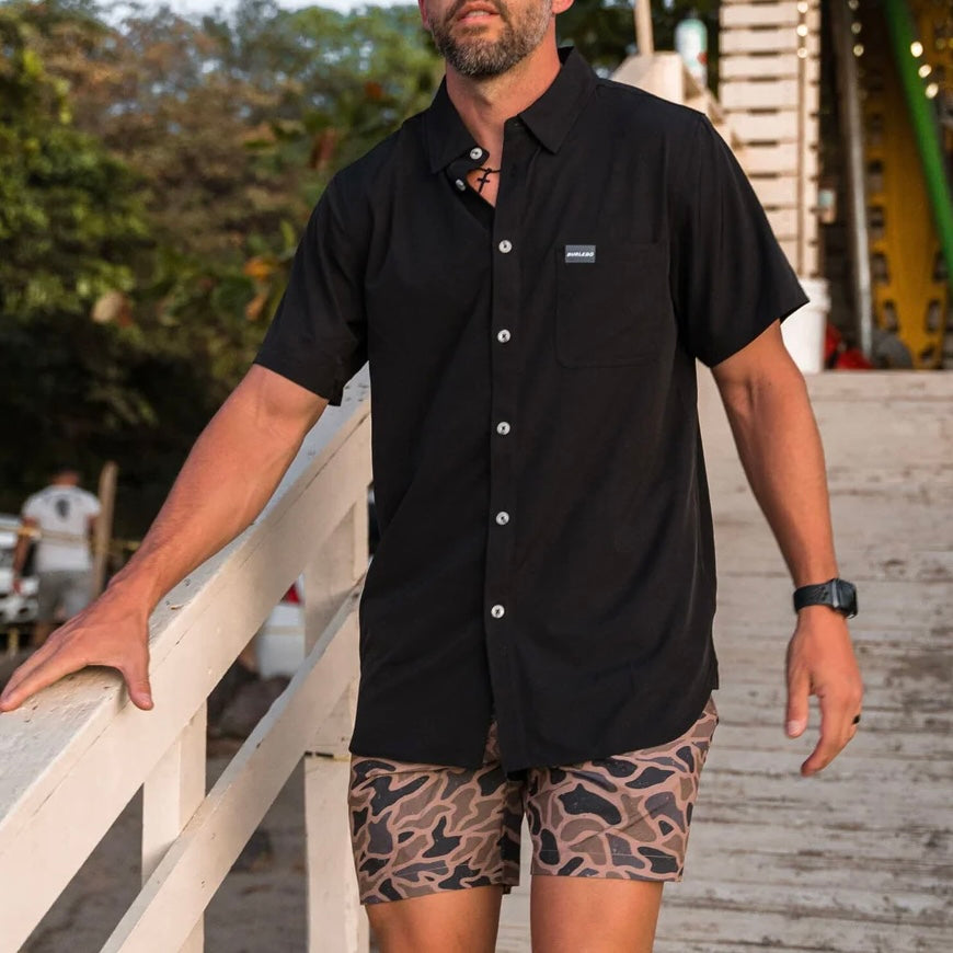 Short Sleeve Button Up - Black