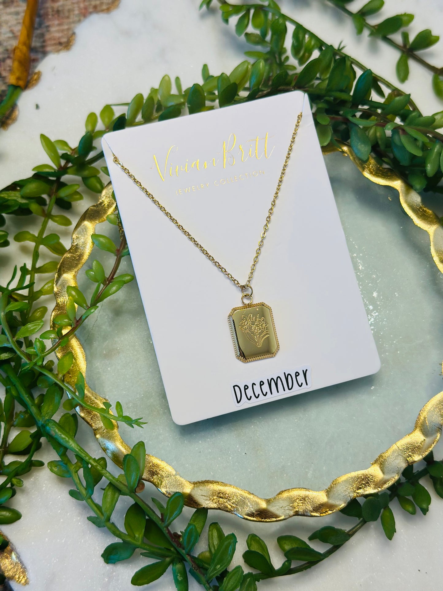 Kati Birthstone Flower Pendant Necklace
