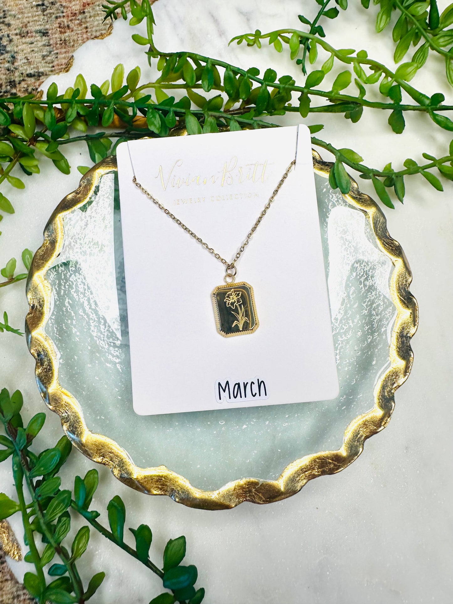 Kati Birthstone Flower Pendant Necklace