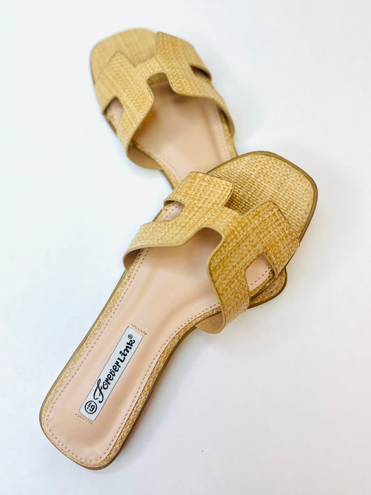 Raffia Slip On Sandal