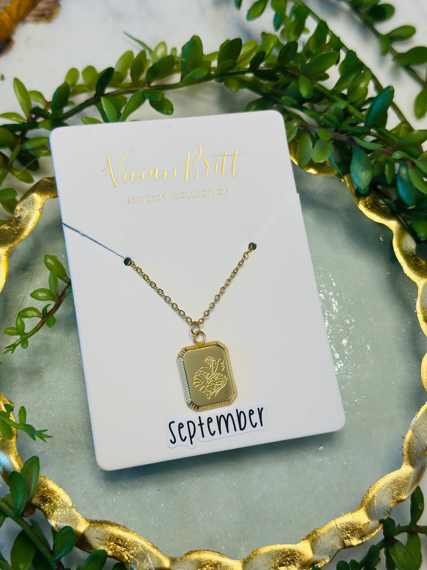 Kati Birthstone Flower Pendant Necklace