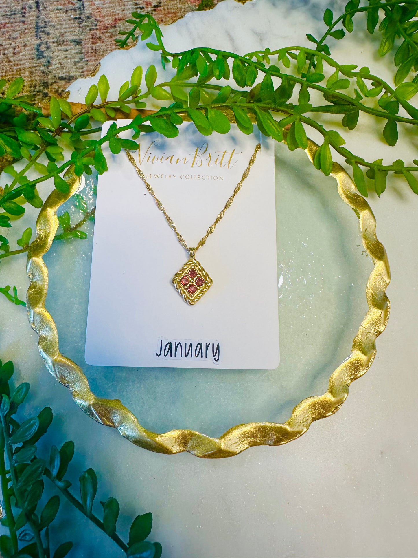 Barbara Birthstone Quad Necklace