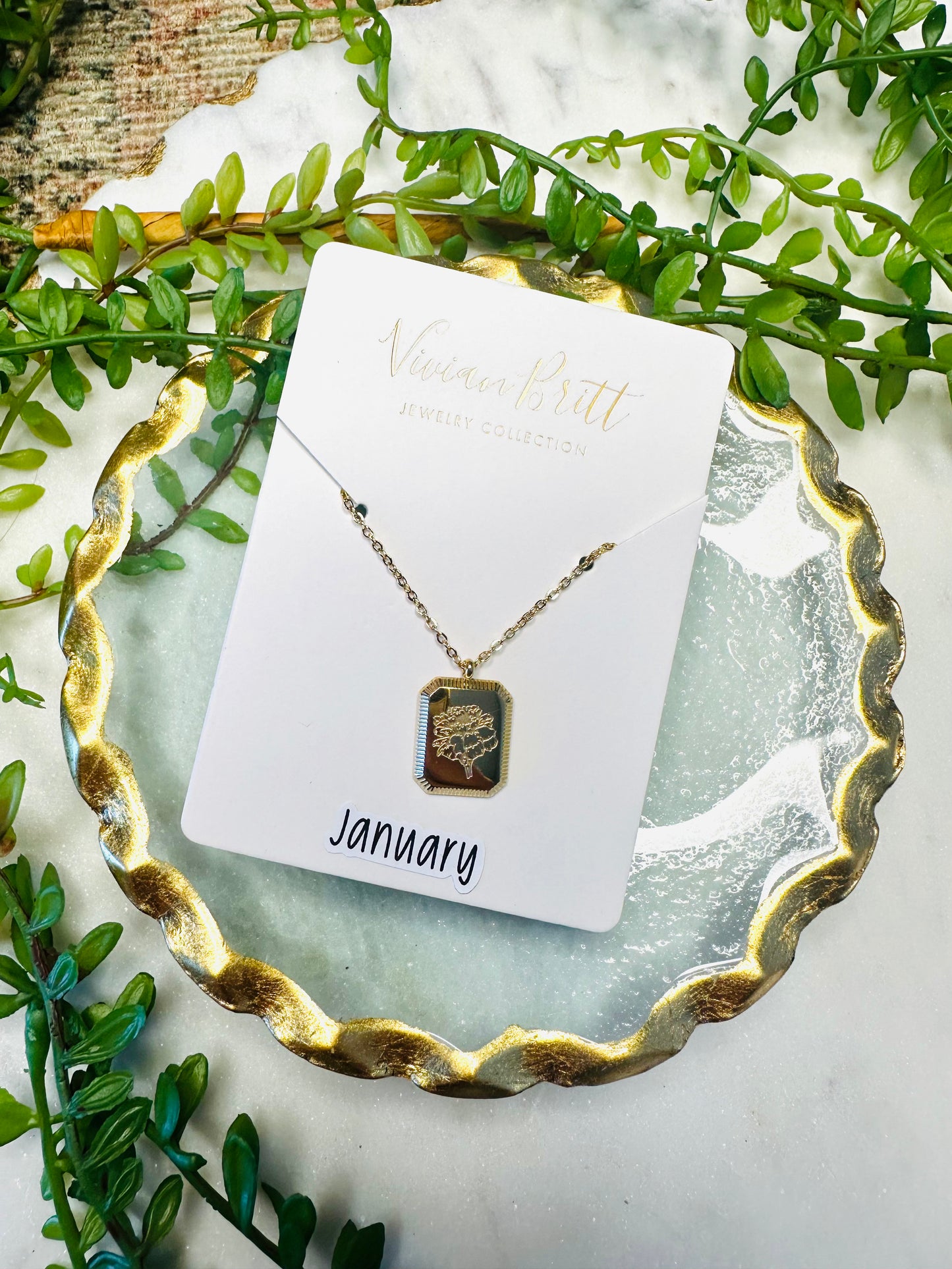 Kati Birthstone Flower Pendant Necklace