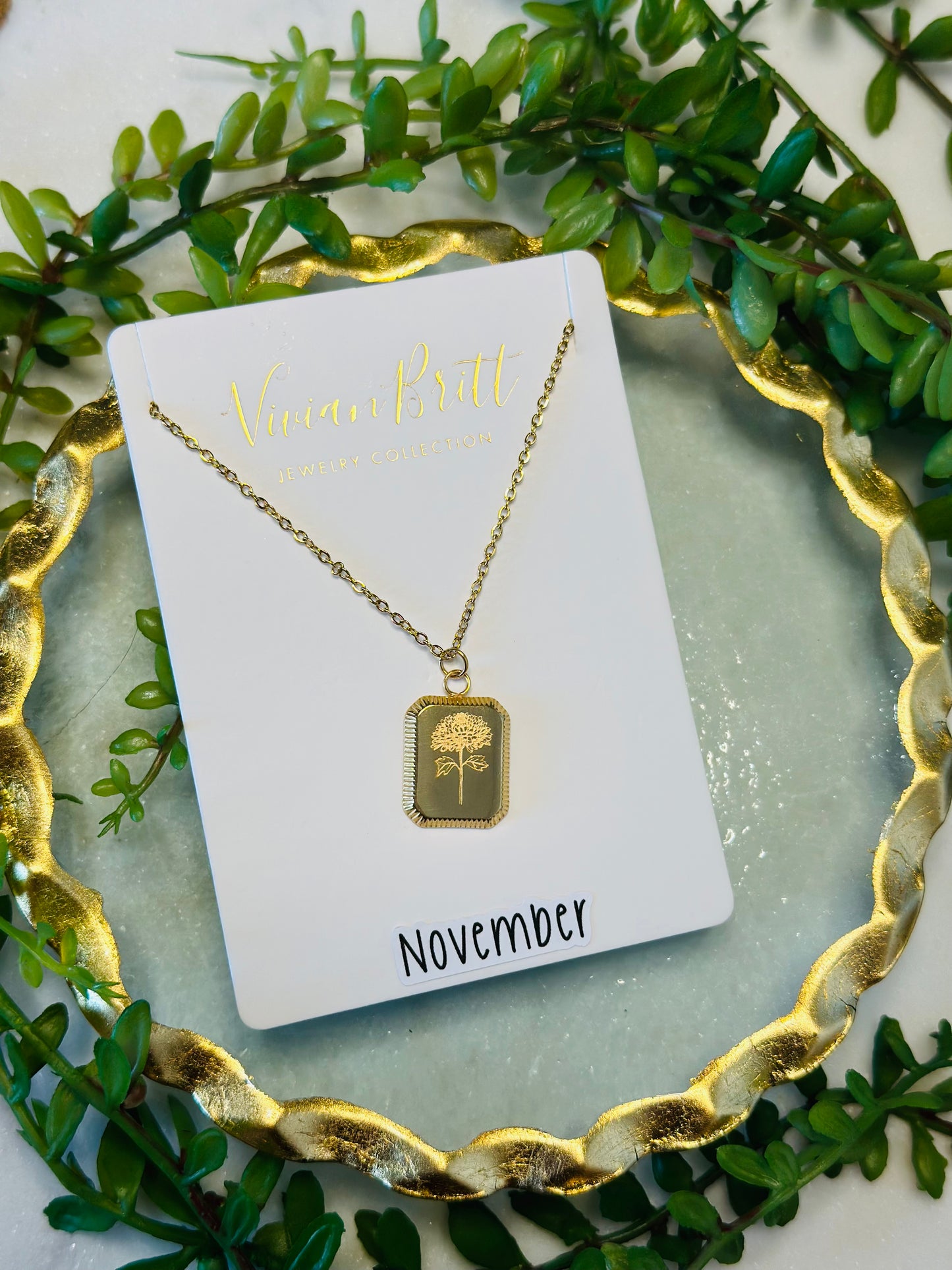 Kati Birthstone Flower Pendant Necklace