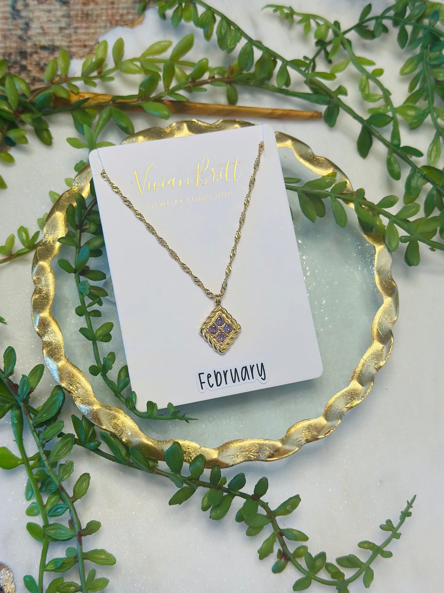 Barbara Birthstone Quad Necklace