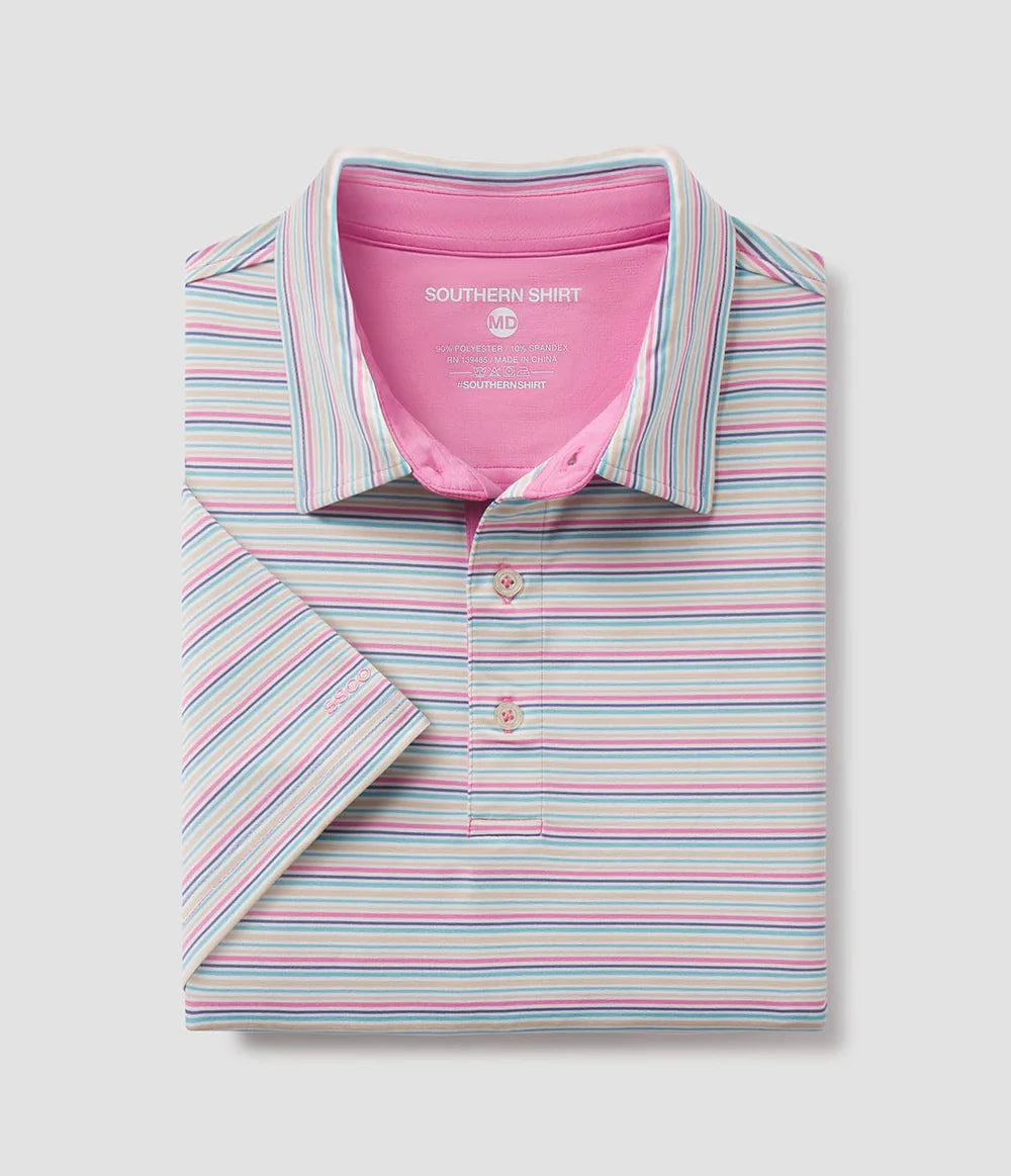 Sawgrass Stripe Polo - Crunchberry