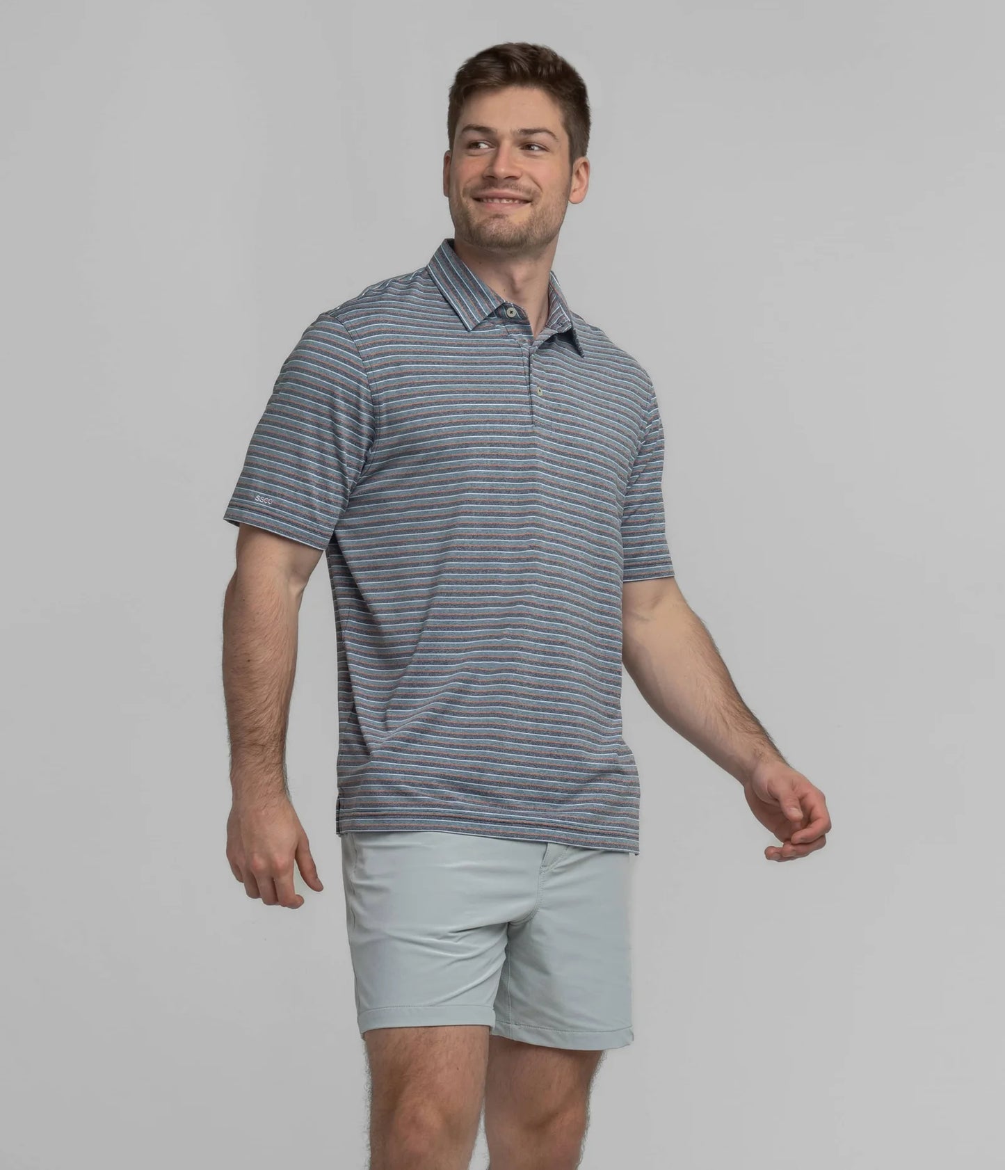 Cahaba Heather Stripe Polo - Navy Night