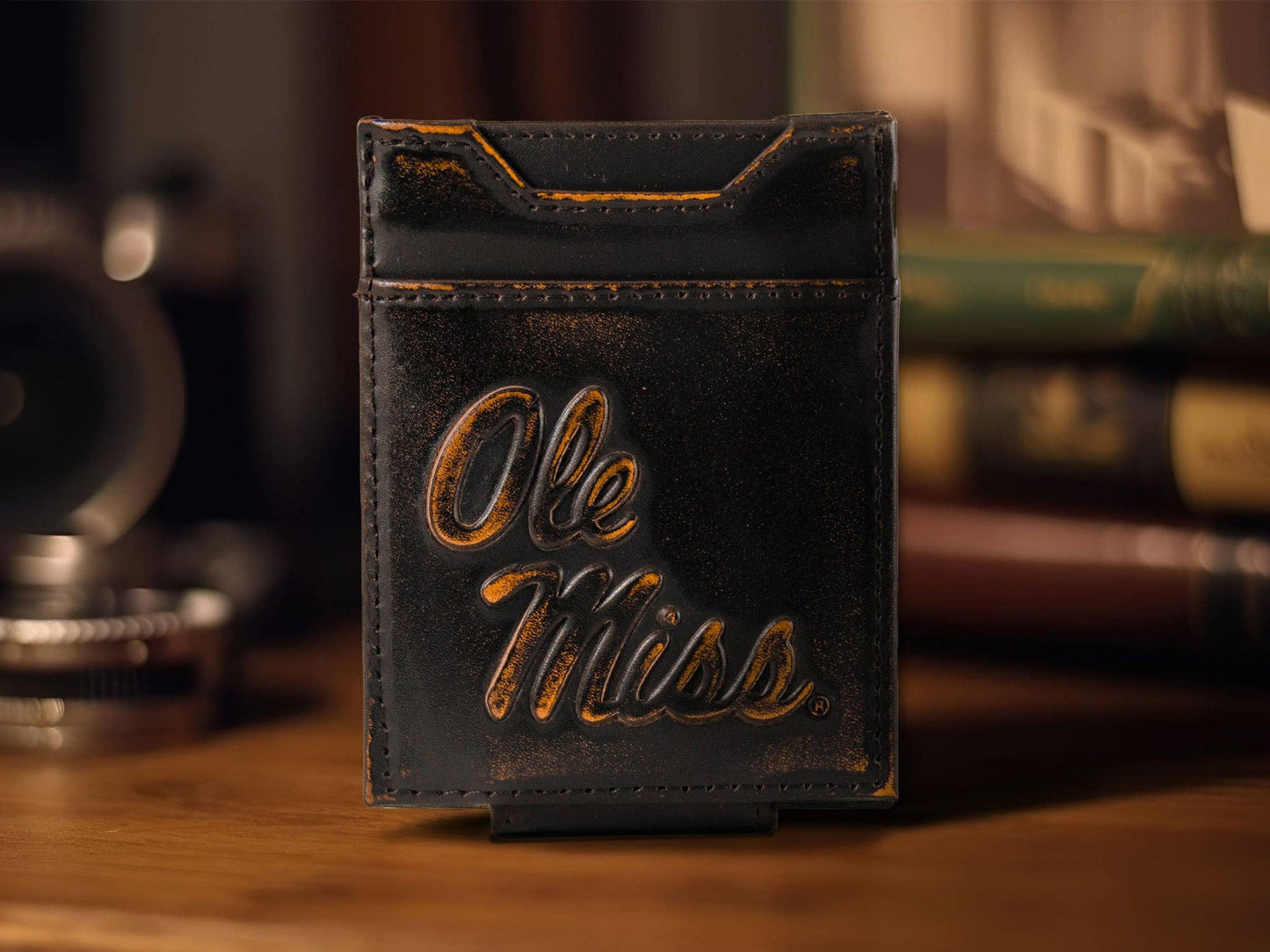 Burnished Leather Front Pocket Wallet - OleMiss
