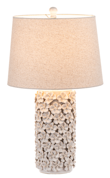 Ivory Cylindrical Flower Table Lamp 100W Max