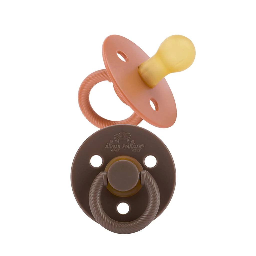 Chocolate + Caramel 0-6m Itzy Soother™ Natural Rubber Paci Sets