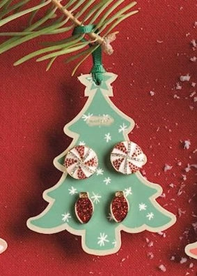Green Christmas Earrings Set