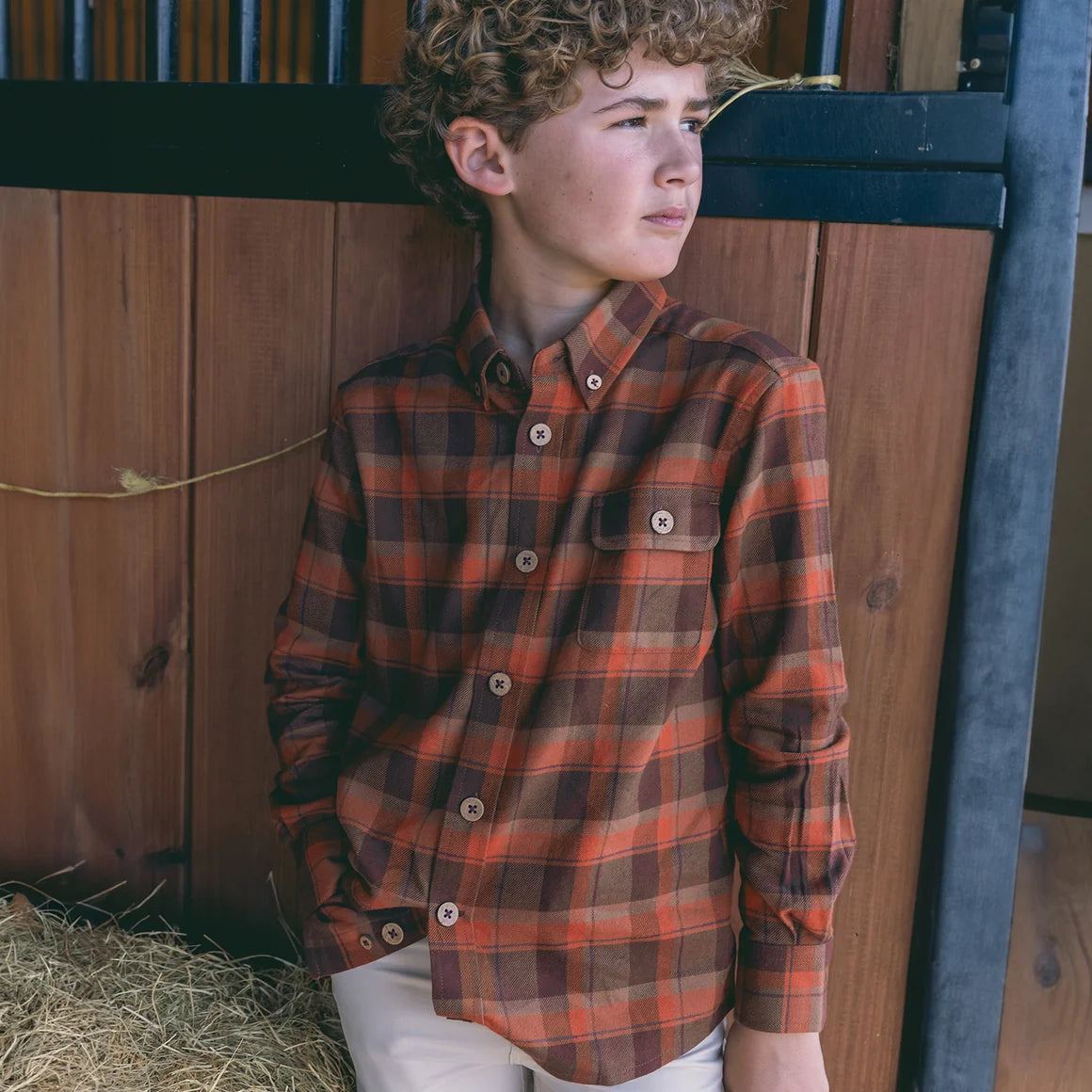 Youth Twill Flannel - Taupe & Brown