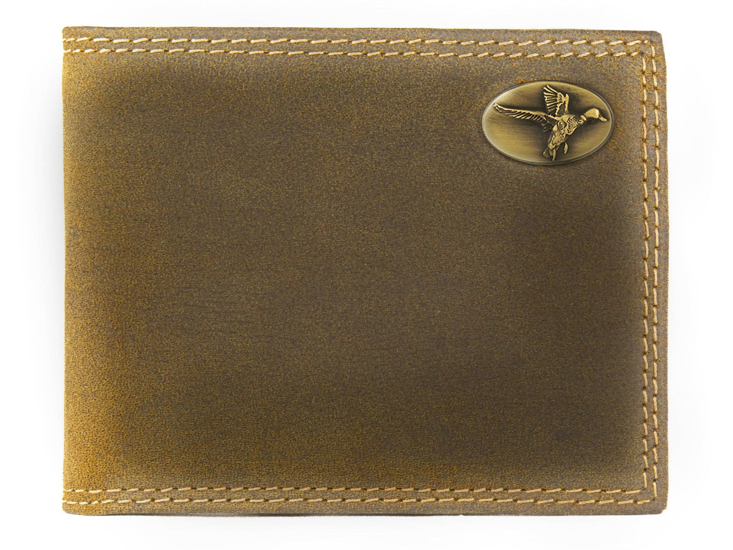 Vintage Tan Leather Bifold Wallet - Mallard