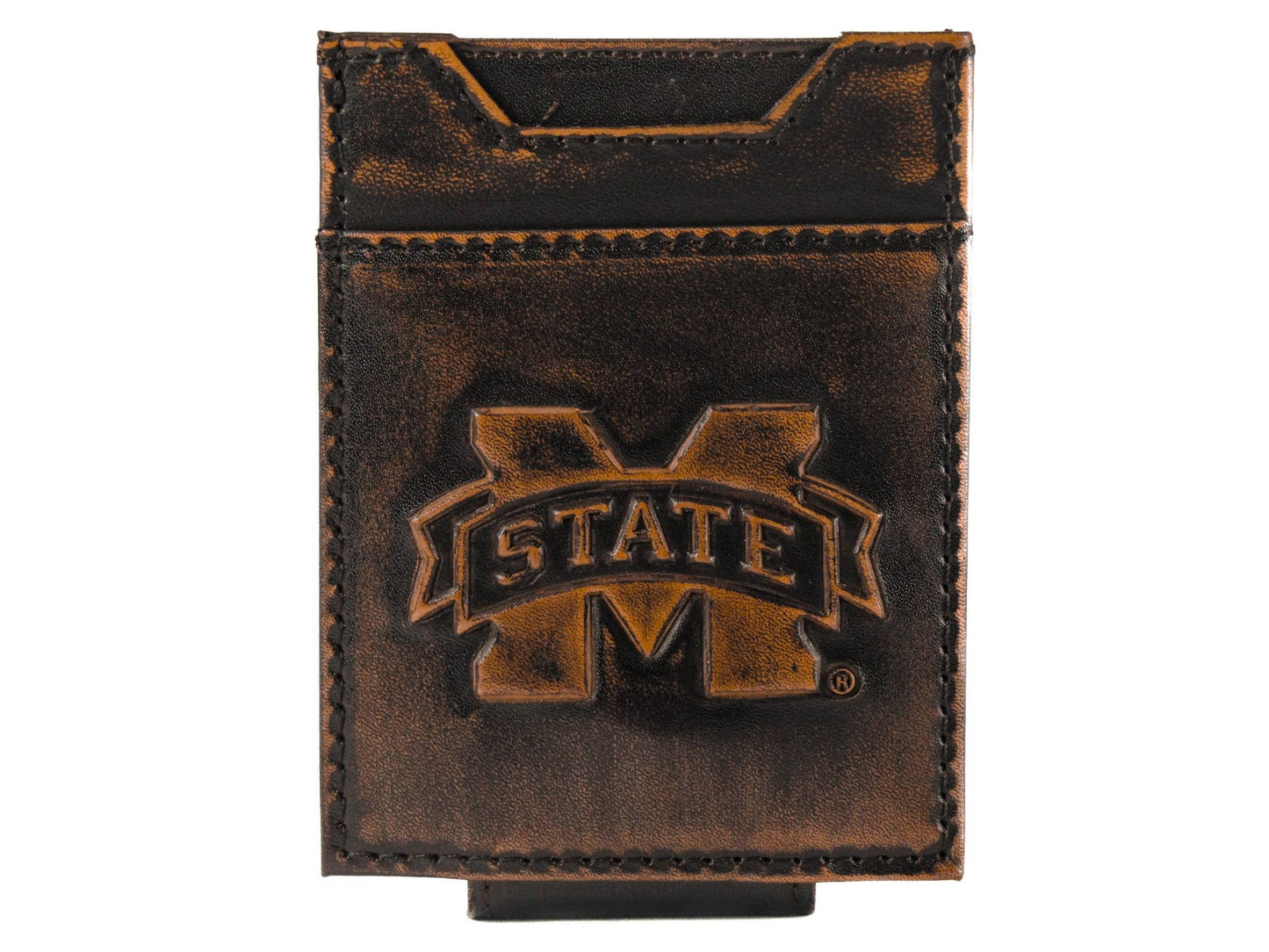 Burnished Leather Front Pocket Wallet - MSU