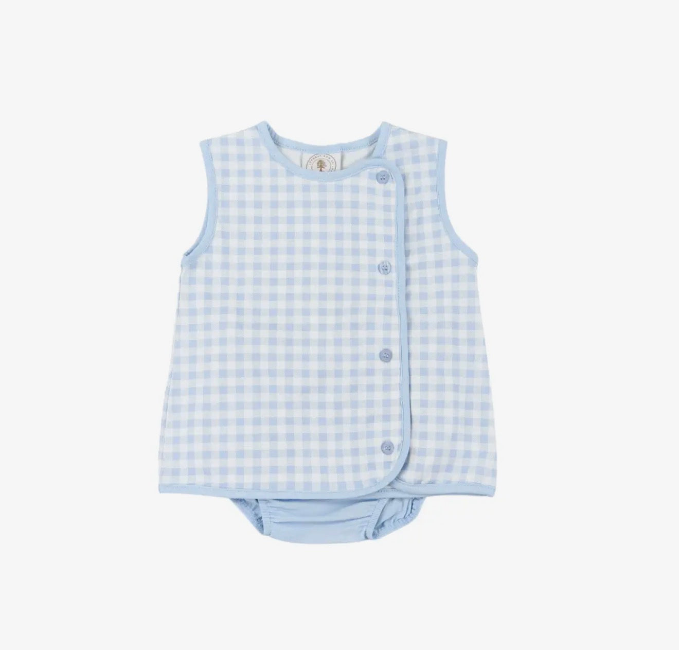 Blue Gingham Diaper Set
