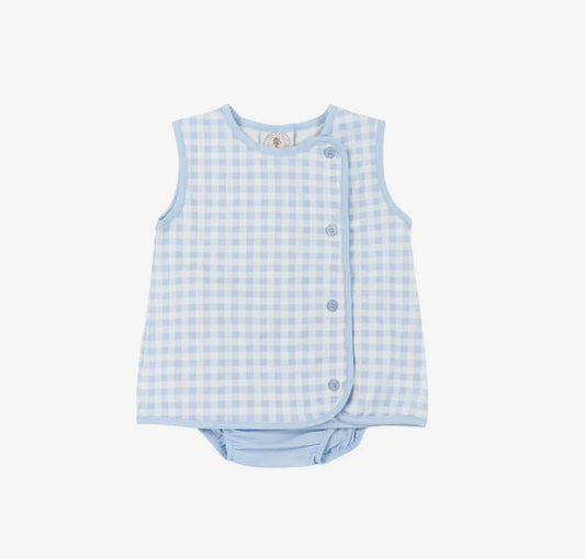Blue Gingham Diaper Set