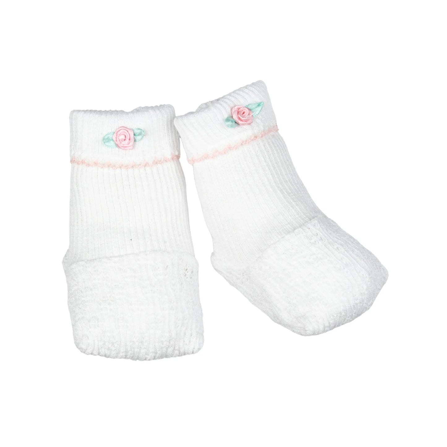 Booties With Pink Rosettes