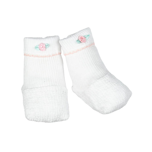 Booties With Pink Rosettes