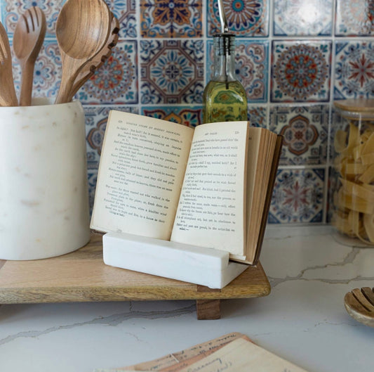 Kendal White Marble Cook Book Holder