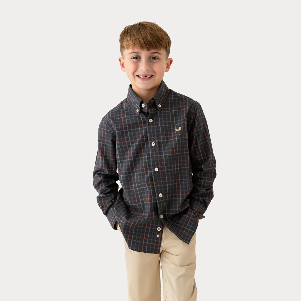 Youth Dress Shirt - Navy & Olive