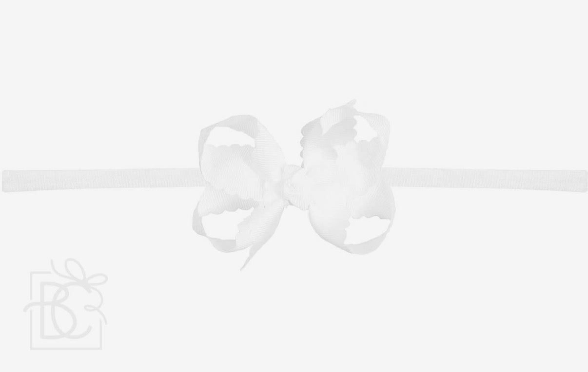 White Scalloped Bow Headband