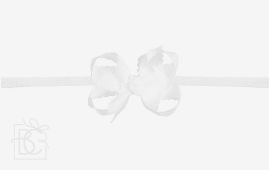 White Scalloped Bow Headband
