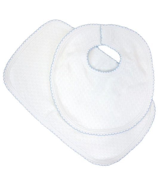 Blue Trim Knit Burp Cloth