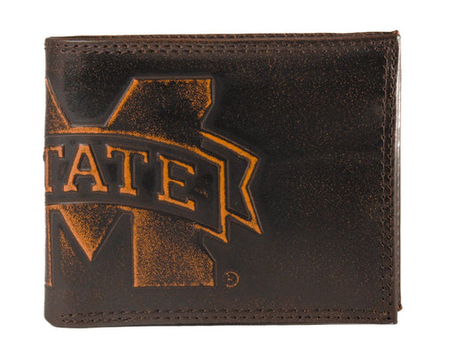 Burnished Leather Bifold Wallet - MSU