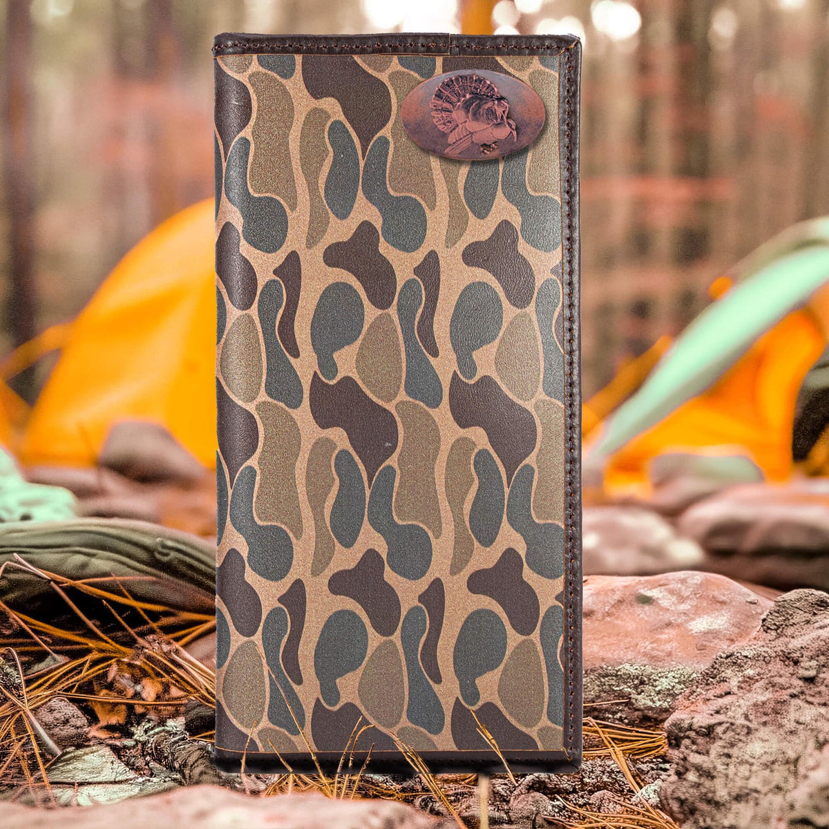 Leather Secretary Wallet - Camo Turkey