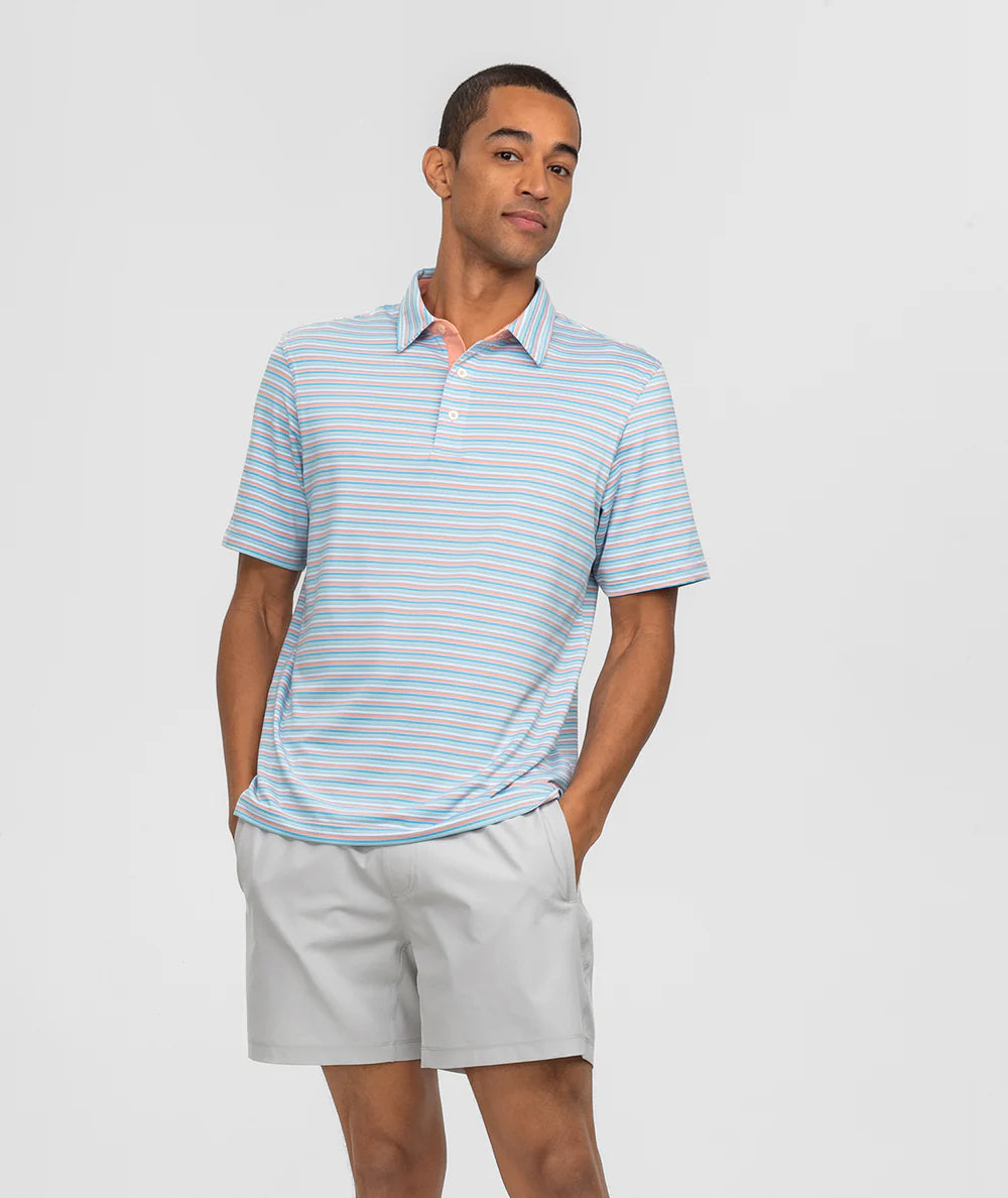 Grant Stripe Polo - Island Coral