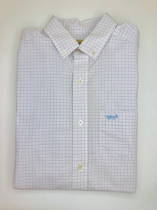 Purple White Check Button Down