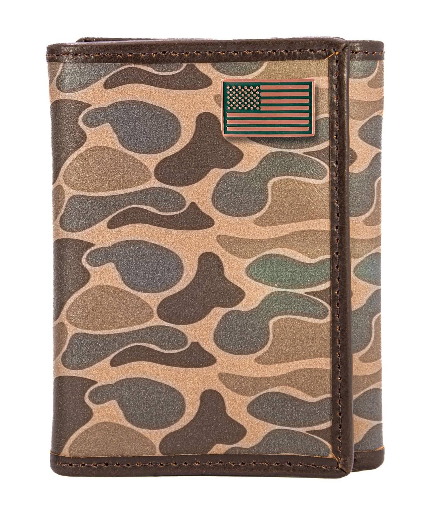 Men's Trifold OS Camo Leather Wallet - USA Flag