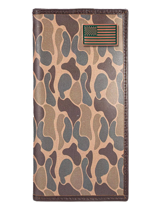 Men's Secretary OS Camo Leather Wallet - USA Flag