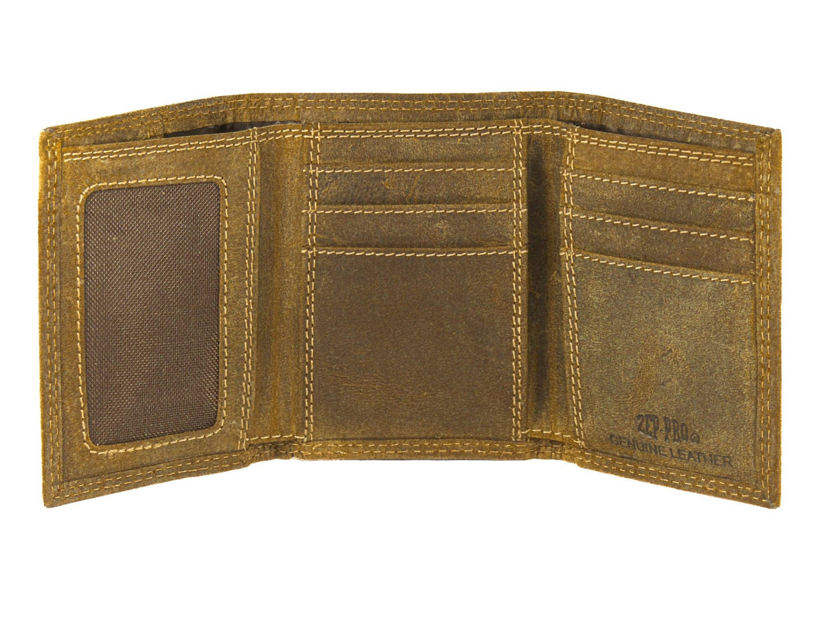 Vintage Leather Trifold Wallet - Bass