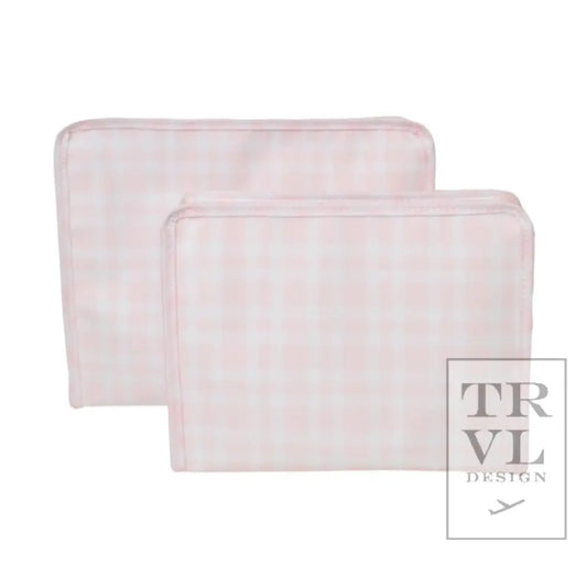 Roadie Large - Pimlico Plaid Pink Zip Pouch