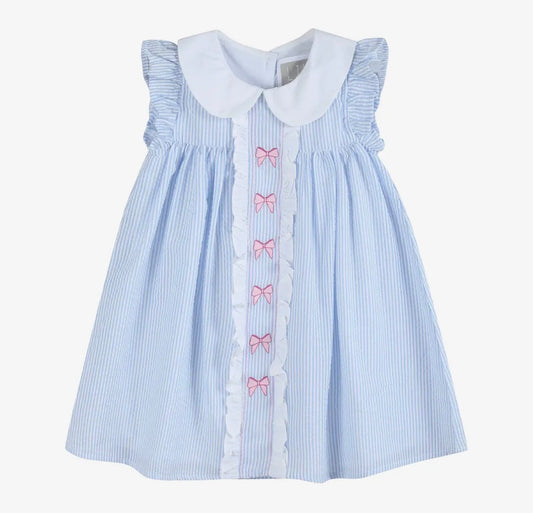 Blue/pink Bow Ruffle Dress