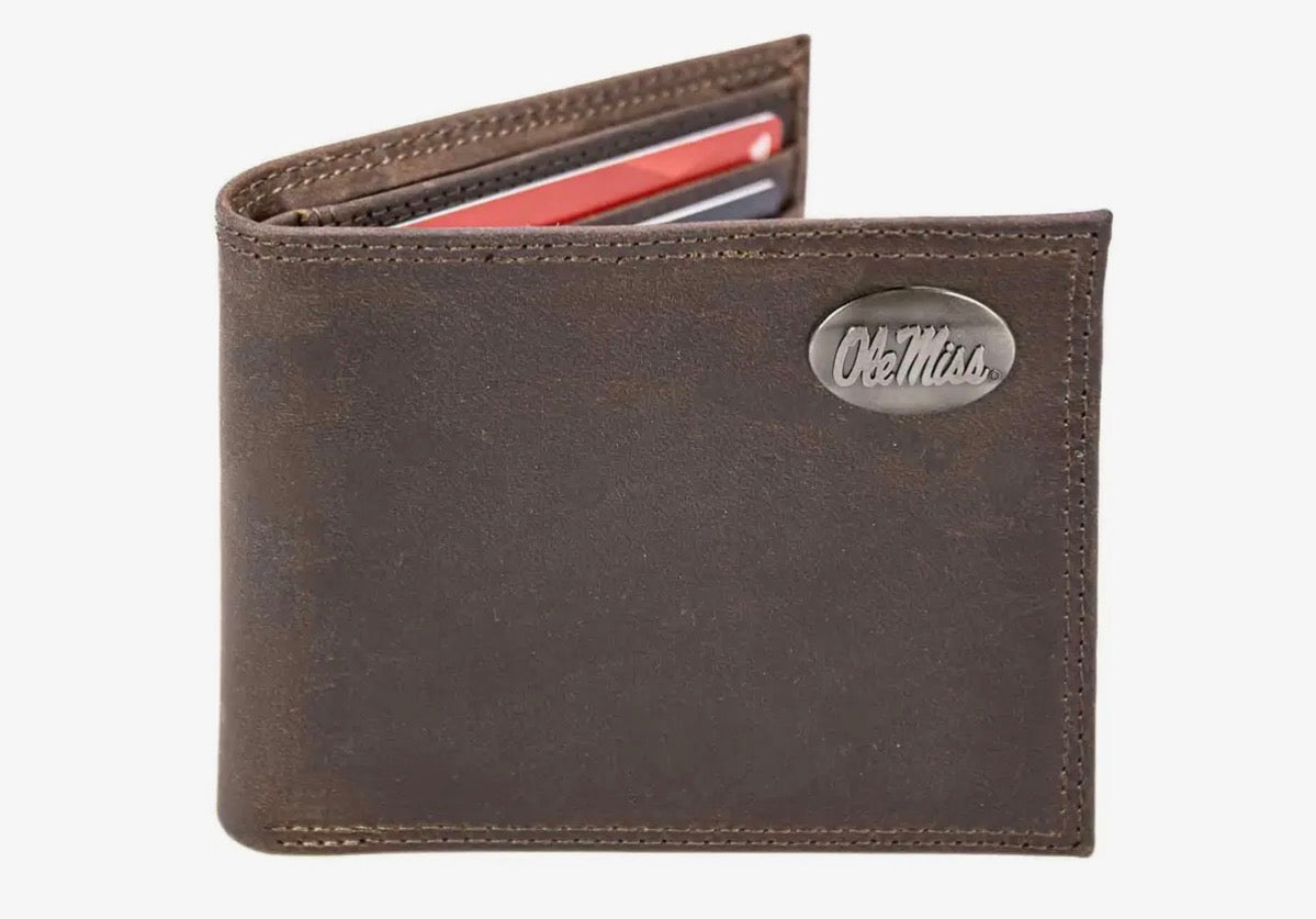 Zep-Pro Leather Bifold Wallet - Ole Miss Rebels