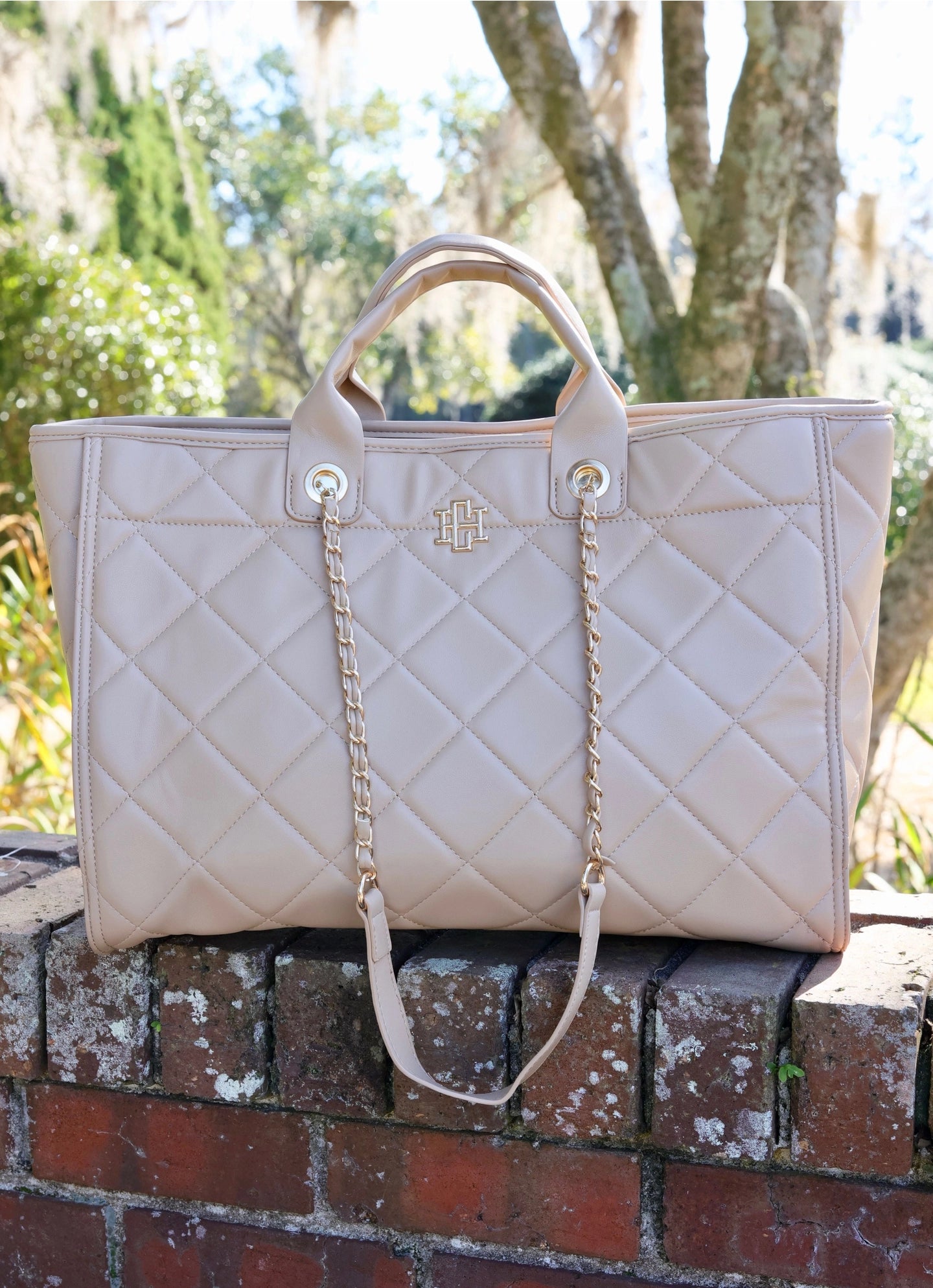 Melissa Tote Bag - Tan Quilted