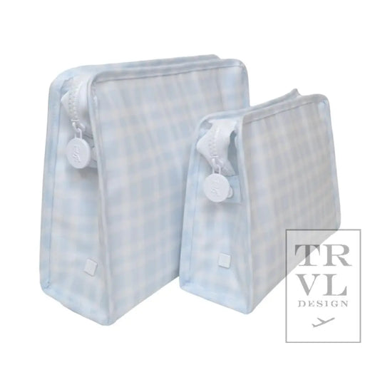 Roadie Medium - Pimlico Plaid Blue Zip Pouch